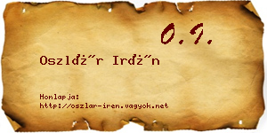 Oszlár Irén névjegykártya